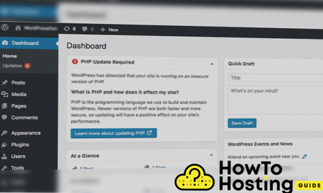 Problém s upgradem verzí Wordpress a PHP [uzavřeno]