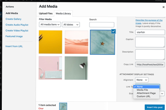 Wordpress automatycznie dodaje linki do przesłanych obrazów