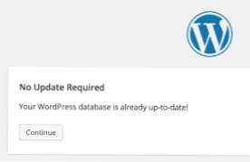 wordpress bucla „actualizare bază de date necesară” după actualizare