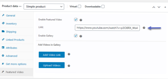 Ajouter youtube embed aux variantes woocommerce