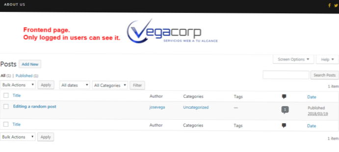 Kan du bruge admin-sidefunktionalitet på fronten af dit websted