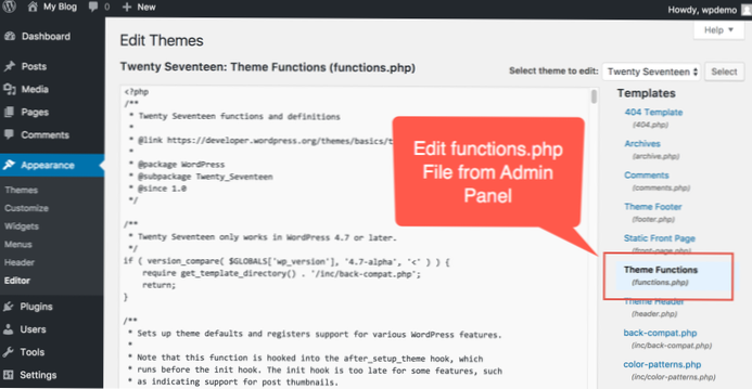 Ändern Sie die Funktion der übergeordneten Theme-Datei in den untergeordneten Theme-Funktionen.php