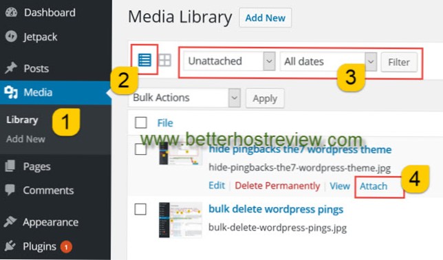 Odstranit média, která nejsou připojena k žádným příspěvkům