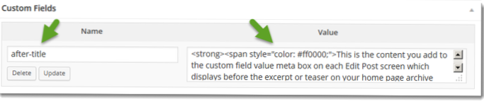 Visualizza campi personalizzati sull'estratto del post o sul teaser