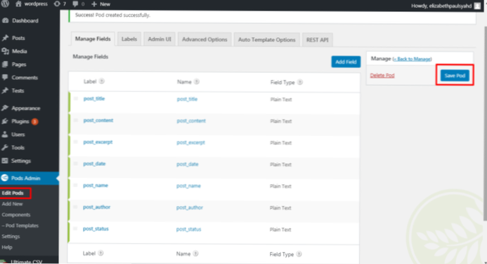 CSV-Datei generieren und Daten als neuen benutzerdefinierten WordPress-Beitrag hinzufügen