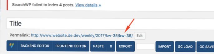 Hoe krijg ik de URL-slug in het dashboard voor een aangepast berichttype??