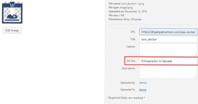 cum se adaugă „alt” pentru toate imaginile din wordpress