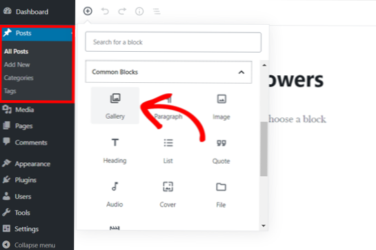 Jak přidat podporu galerie na WordPress?