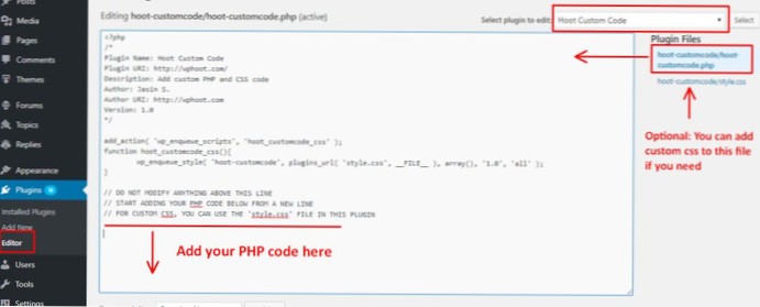 How to add php plugin code in theme