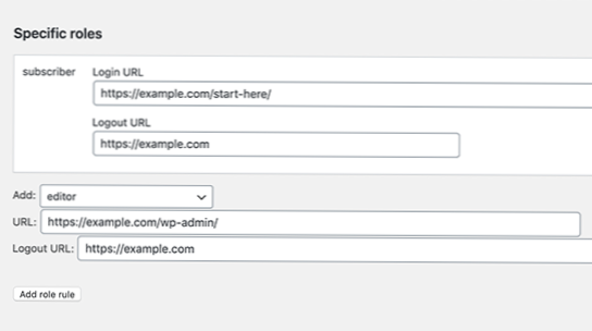 Hvordan sjekke brukerrolle og omdirigere til spesifikk side i henhold til rolle når du logger på i Wordpress?