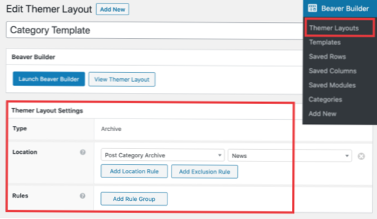 How to create a template for categories