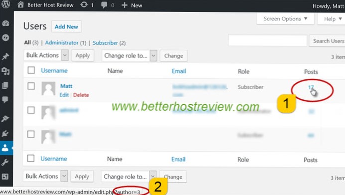 Come identificare l'autore nei commenti di wordpress?