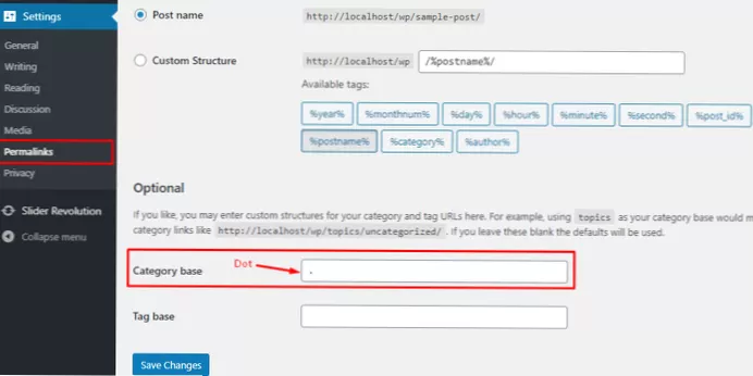 Cum se elimină o anumită categorie (necategorizată) de la linkurile permanente