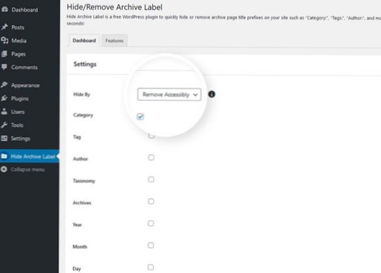 Jak odebrat nebo skrýt stránku archivu?