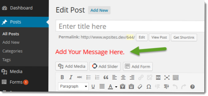 Sådan vises posttitel i indholdseditor i backend?
