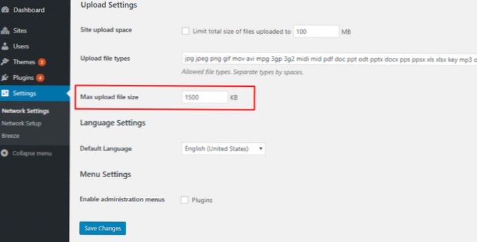 Comment changer la limite de 10 Mo à 5 Go dans ce script?