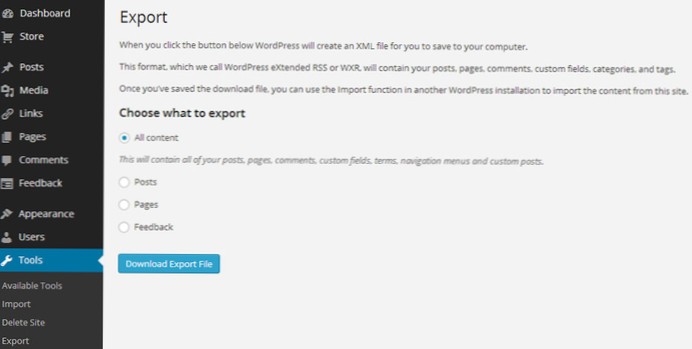 Importer WordPress, Échec de l'importation des tailles