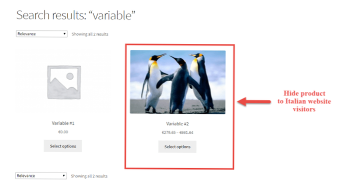 Is it possible to hide certain products from displaying in the search results