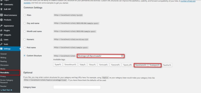 Permaliens pour les catégories et sous-catégories WooCommerce
