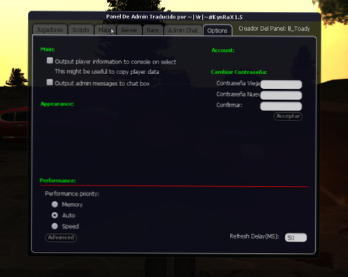 problém s administrátorským panelem