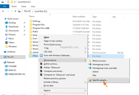 Share a folder with files