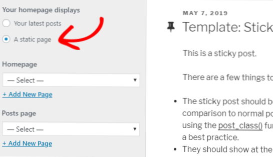 Zobrazit různá nastavení přizpůsobení na Page-Tamplates