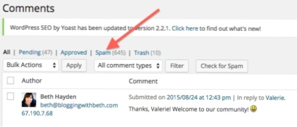 Enkle kommentarer spam-løsning