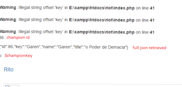 Advarsel Ulovlig strengoffset - på startsiden
