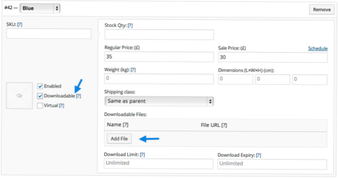 URL for nedlasting av Woocommerce-produkt