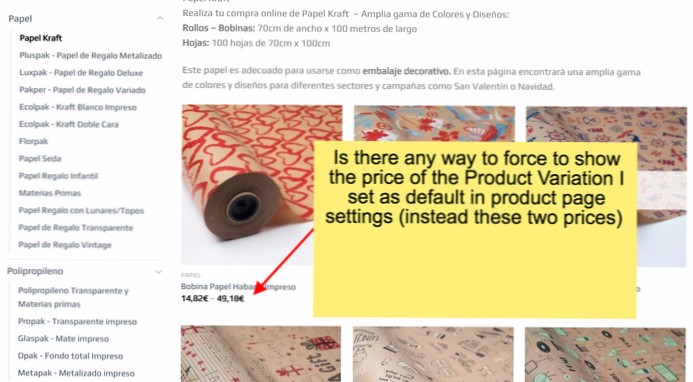 Woocommerce Standardvariationspreis anzeigen ist Produktliste?