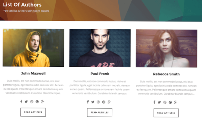 Pagina degli autori di WP